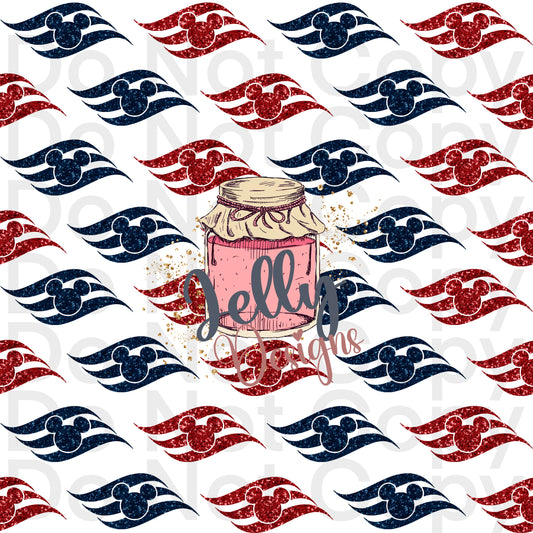 Red and blue mouse cruise logo combo