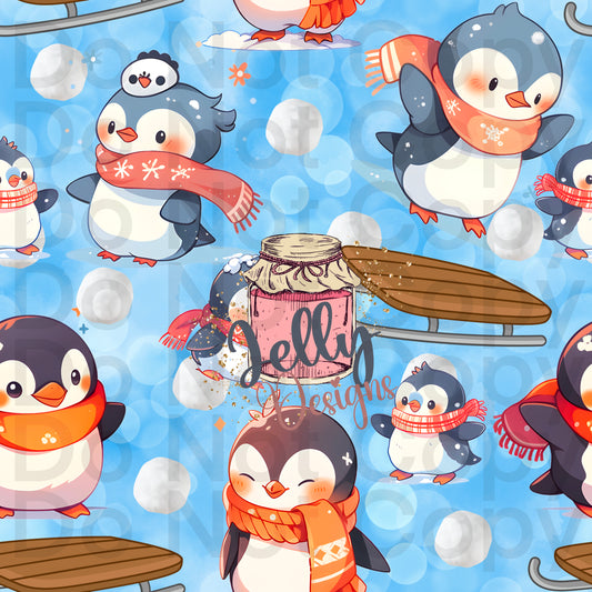 Blue Winter Penguins