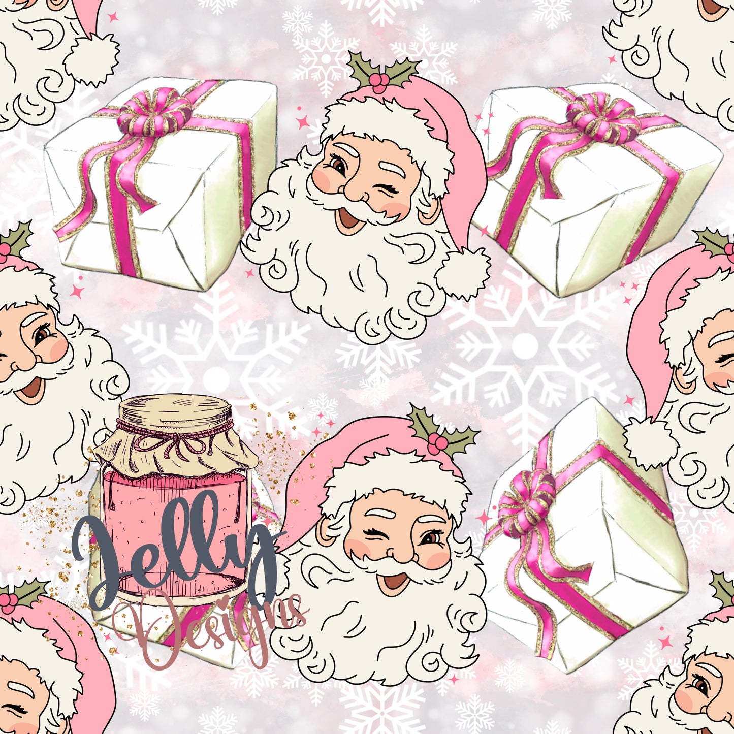 Pink snow Santa present